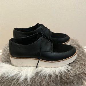Vince Black Leather Platform Sneakers
